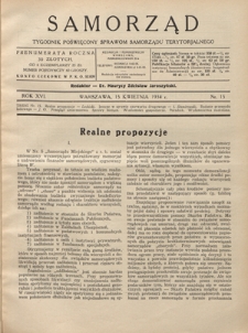 Samorząd : tygodnik poświęcony sprawom samorządu terytorialnego. R. 16, nr 15 (15 kwietnia 1934)