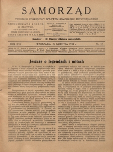 Samorząd : tygodnik poświęcony sprawom samorządu terytorialnego. R. 16, nr 17 (29 kwietnia 1934)