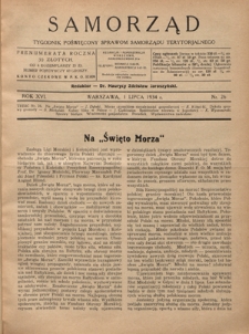 Samorząd : tygodnik poświęcony sprawom samorządu terytorialnego. R. 16, nr 26 (1 lipca 1934)
