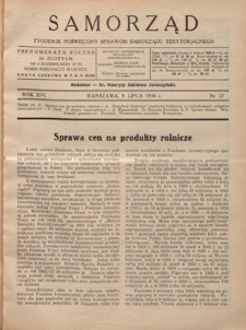 Samorząd : tygodnik poświęcony sprawom samorządu terytorialnego. R. 16, nr 27 (8 lipca 1934)