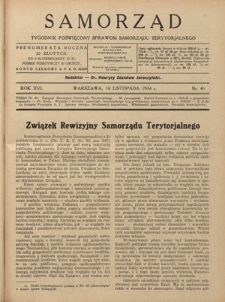 Samorząd : tygodnik poświęcony sprawom samorządu terytorialnego. R. 16, nr 46 (18 listopada 1934)