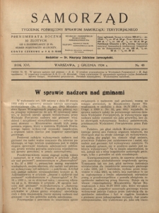 Samorząd : tygodnik poświęcony sprawom samorządu terytorialnego. R. 16, nr 48 (2 grudnia 1934)