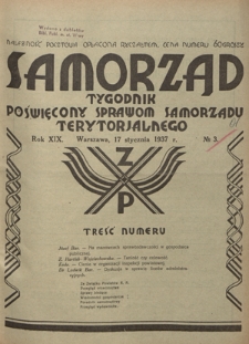 Samorząd : tygodnik poświęcony sprawom samorządu terytorialnego. R. 17, nr 3 (20 stycznia 1935)