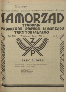 Samorząd : tygodnik poświęcony sprawom samorządu terytorialnego. R. 17, nr 6 (10 lutego 1935)