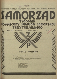 Samorząd : tygodnik poświęcony sprawom samorządu terytorialnego. R. 17, nr 11 (17 marca 1935)