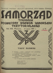 Samorząd : tygodnik poświęcony sprawom samorządu terytorialnego. R. 17, nr 12 (24 marca 1935)
