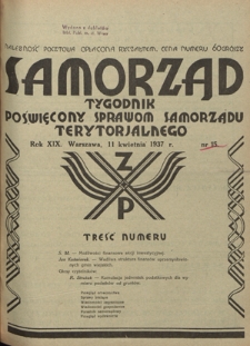 Samorząd : tygodnik poświęcony sprawom samorządu terytorialnego. R. 17, nr 15 (14 kwietnia 1935)