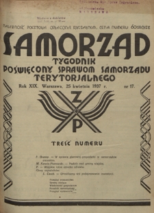 Samorząd : tygodnik poświęcony sprawom samorządu terytorialnego. R. 17, nr 17 (28 kwietnia 1935)