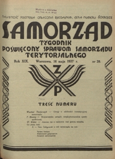 Samorząd : tygodnik poświęcony sprawom samorządu terytorialnego. R. 17, nr 20 (19 maja 1935)