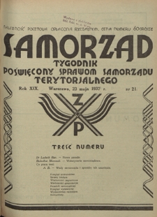 Samorząd : tygodnik poświęcony sprawom samorządu terytorialnego. R. 17, nr 21 (26 maja 1935)