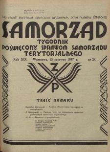 Samorząd : tygodnik poświęcony sprawom samorządu terytorialnego. R. 17, nr 24 (16 czerwca 1935)