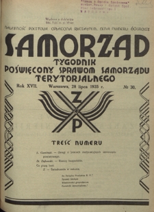 Samorząd : tygodnik poświęcony sprawom samorządu terytorialnego. R. 17, nr 30 (26 lipca 1935)