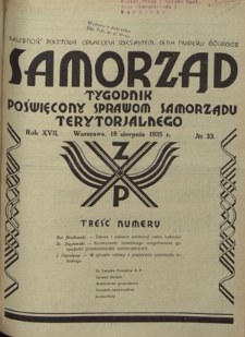 Samorząd : tygodnik poświęcony sprawom samorządu terytorialnego. R. 17, nr 33 (18 sierpnia 1935)
