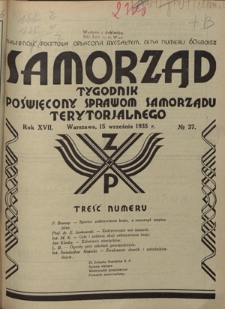 Samorząd : tygodnik poświęcony sprawom samorządu terytorialnego. R. 17, nr 37 (15 września 1935)
