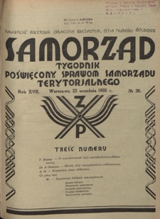 Samorząd : tygodnik poświęcony sprawom samorządu terytorialnego. R. 17, nr 38 (22 września 1935)