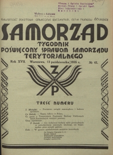 Samorząd : tygodnik poświęcony sprawom samorządu terytorialnego. R. 17, nr 41 (13 października 1935)