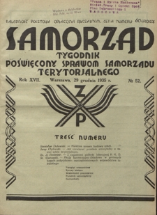 Samorząd : tygodnik poświęcony sprawom samorządu terytorialnego. R. 17, nr 52 (29 grudnia 1935)
