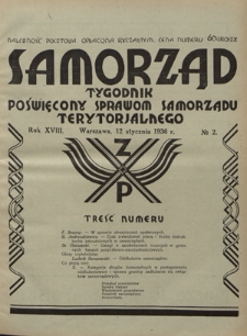 Samorząd : tygodnik poświęcony sprawom samorządu terytorialnego. R. 18, nr 2 (12 stycznia 1936)