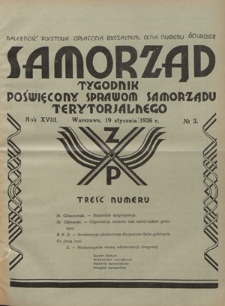 Samorząd : tygodnik poświęcony sprawom samorządu terytorialnego. R. 18, nr 3 (19 stycznia 1936)