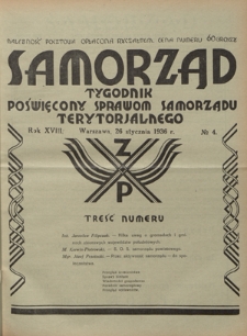 Samorząd : tygodnik poświęcony sprawom samorządu terytorialnego. R. 18, nr 4 (26 stycznia 1936)