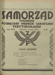 Samorząd : tygodnik poświęcony sprawom samorządu terytorialnego. R. 18, nr 28 (12 lipca 1936)