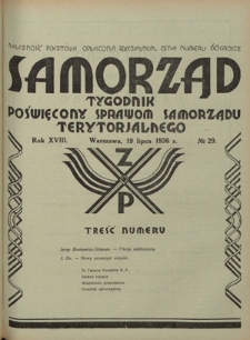 Samorząd : tygodnik poświęcony sprawom samorządu terytorialnego. R. 18, nr 29 (19 lipca 1936)