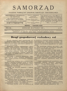 Samorząd : tygodnik poświęcony sprawom samorządu terytorialnego. R. 20, nr 5 (30 stycznia 1938)