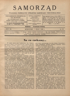 Samorząd : tygodnik poświęcony sprawom samorządu terytorialnego. R. 20, nr 18 (1 maja 1938)