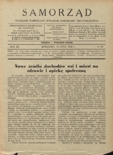 Samorząd : tygodnik poświęcony sprawom samorządu terytorialnego. R. 20, nr 28 (10 lipca 1938)