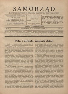 Samorząd : tygodnik poświęcony sprawom samorządu terytorialnego. R. 20, nr 40 (2 października 1938)