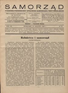 Samorząd : tygodnik poświęcony sprawom samorządu terytorialnego. R. 20, nr 52 (29 grudnia 1938)