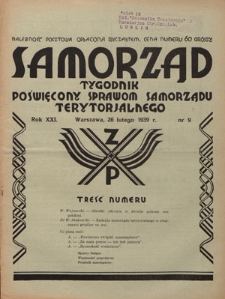 Samorząd : tygodnik poświęcony sprawom samorządu terytorialnego. R. 21, nr 10 (5 marca 1939)