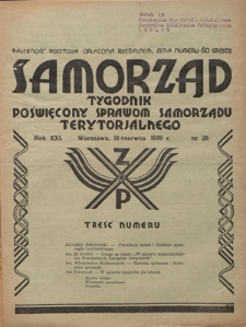 Samorząd : tygodnik poświęcony sprawom samorządu terytorialnego. R. 21, nr 25 (18 czerwca 1939)