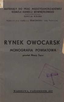 Monografia produkcji sadowniczej i handlu owocarskiego na obszarze powiatu nowo sądeckiego