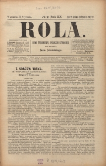 Rola : pismo tygodniowe, społeczno-literackie R. 20, Nr 2 (29 grudnia 1901/11 stycznia 1902)