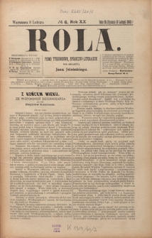 Rola : pismo tygodniowe, społeczno-literackie R. 20, Nr 6 (26 stycznia/8 lutego 1902)