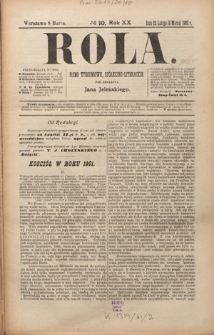 Rola : pismo tygodniowe, społeczno-literackie R. 20, Nr 10 (23 lutego/8 marca 1902)