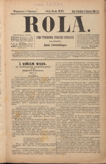 Rola : pismo tygodniowe, społeczno-literackie R. 21, nr 1 (21 grudnia 1902/3 stycznia 1903)
