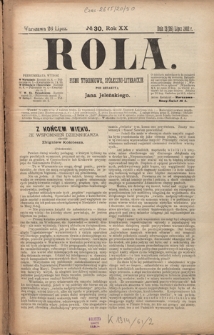 Rola : pismo tygodniowe, społeczno-literackie R. 20, Nr 30 (13/26 lipca 1902)