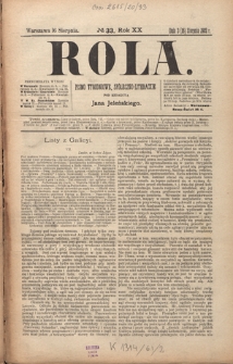 Rola : pismo tygodniowe, społeczno-literackie R. 20, Nr 33 (3/16 sierpnia 1902)