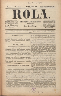 Rola : pismo tygodniowe, społeczno-literackie R. 20, Nr 36 (24 sierpnia/6 września 1902)