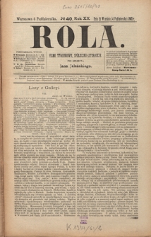 Rola : pismo tygodniowe, społeczno-literackie R. 20, Nr 40 (21 września/4 października 1902)