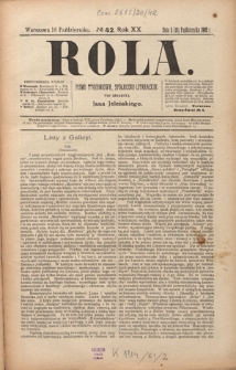 Rola : pismo tygodniowe, społeczno-literackie R. 20, Nr 42 (5/18 października 1902)