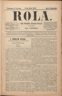 Rola : pismo tygodniowe, społeczno-literackie R. 21, nr 3 (4/17 stycznia 1903)
