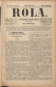 Rola : pismo tygodniowe, społeczno-literackie R. 21, nr 5 (18/31 stycznia 1903)