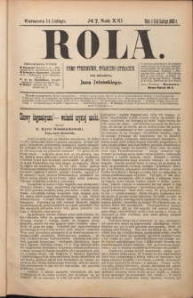 Rola : pismo tygodniowe, społeczno-literackie R. 21, nr 7 (1/14 lutego 1903)