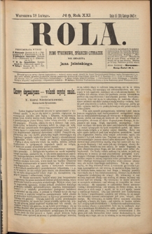 Rola : pismo tygodniowe, społeczno-literackie R. 21, nr 9 (15/28 lutego 1903)