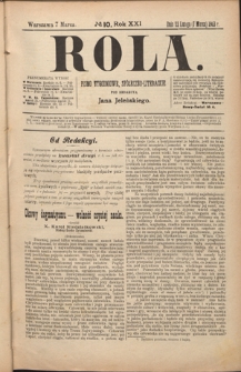 Rola : pismo tygodniowe, społeczno-literackie R. 21, nr 10 (22 lutego/7 marca 1903)