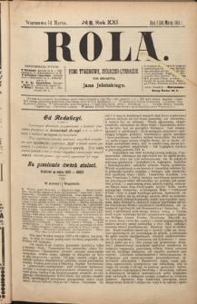 Rola : pismo tygodniowe, społeczno-literackie R. 21, nr 11 (1/14 marca 1903)