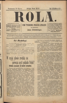 Rola : pismo tygodniowe, społeczno-literackie R. 21, nr 13 (15/28 marca 1903)